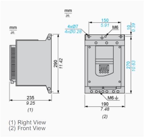 Kích thước khởi động mềm ATS48C11Q