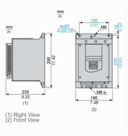 Thông số kích thước khởi động mềm ATS48D75Q