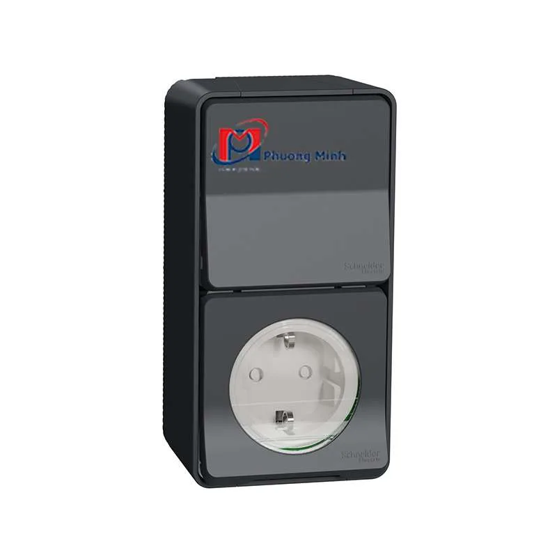 1 Ổ cắm 1 Công tắc Mureva màu xám, lắp nổi - Schneider - MUR36024