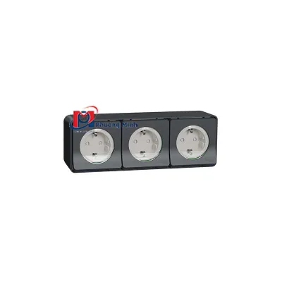 Ổ cắm ba Mureva màu xám, lắp nổi - Schneider - MUR36038