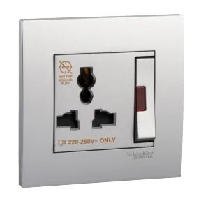 Ổ cắm đơn 3 chấu 13A Vivace - Schneider - Màu Bạc - KB113LSN_AS