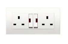 KB25LDN_AS- Vivace 13A 250V 2Gang DP Large Dolly Switched socket with NE, Aluminium silver