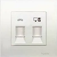 Ổ cắm điện thoại và mạng cat5 Vivace - Schneider - Màu Bạc - KB32TS_RJ5E_AS
