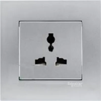 Bộ ổ cắm đơn đa năng Vivace - Schneider - Màu Bạc - KB413S_AS