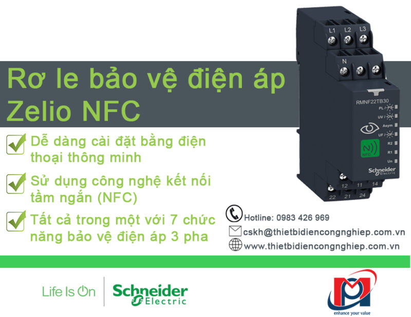 Rơ le Zelio NFC RMNF22TB30 – Giải pháp giám sát điện áp 3 pha tiên tiến và kinh tế