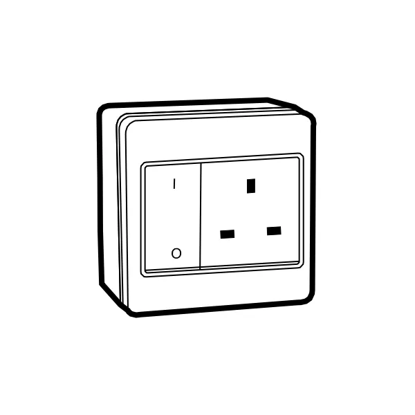 Ổ cắm 3 chấu vuông và công tắc 1 chiều UKW-SS