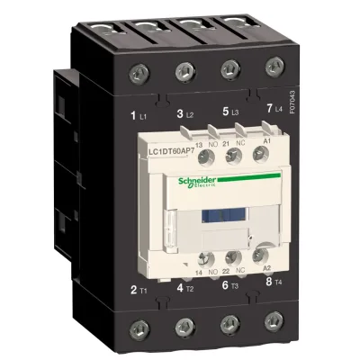 LC1DT60ND - Khởi động từ 4P(4 NO) - AC-1 - <= 440 V 60A - 60V DC 50/60 Hz coil