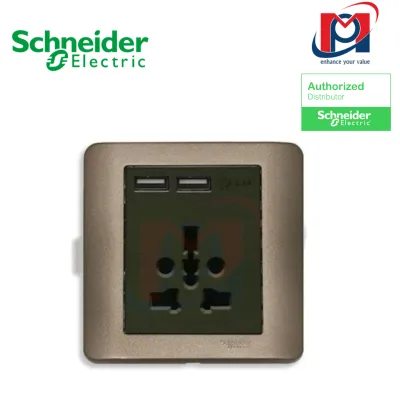 Ổ cắm đa năng 16A và cổng USB 2.1A - Schneider - E8442616USB