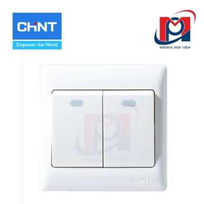 NEW7-G00300A - Bộ công tắc đôi 1 chiều 10AX250V màu trắng - Chint - 737442
