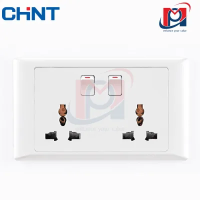NEW7-G41920 - Bộ ổ cắm đôi đa năng 13 A 250V, có công tắc nguồn màu trắng - Chint - 737540