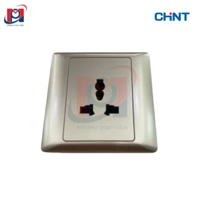 NEW7-G123/X - Bộ ổ cắm đa năng 3 chấu 10A 250V màu vàng - Chint - 737308