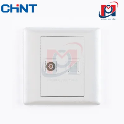 G NEW7-G21200A - Bộ ổ cắm Tivi, ổ cắm mạng Cat 5 màu trắng - Chint - 737507