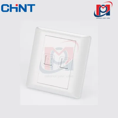 NEW7-G20800A - Bộ ổ cắm điện thoại đôi màu trắng - Chint - 737504