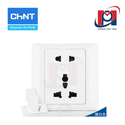 NEW7-G128 - Bộ ổ cắm đa năng 3 chấu, ổ cắm đơn 2 chấu 10A 250V màu trắng - Chint  - 737081