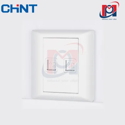 NEW7-G20500A - Bộ ổ cắm mạng đôi Cat 5 màu trắng - Chint - 737505