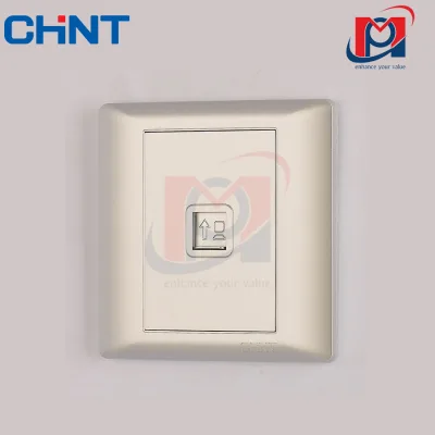 NEW7-G20412 - Bộ ổ cắm mạng đơn Cat 6 màu vàng - Chint - 737545