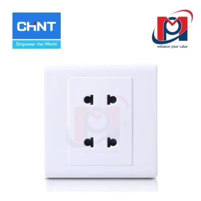 NEW7-G104 - Bộ ổ cắm đôi 2 chấu 10A 250V màu trắng - Chint - 737077