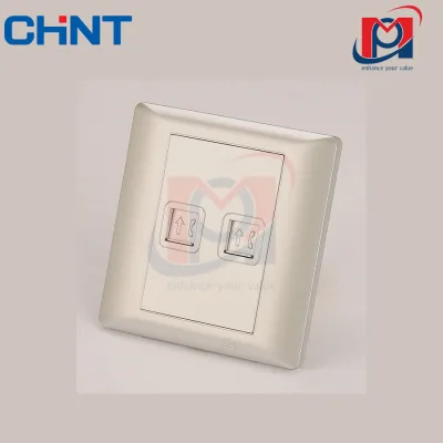 NEW7-G20802A - Bộ ổ cắm điện thoại đôi màu vàng - Chint - 737516