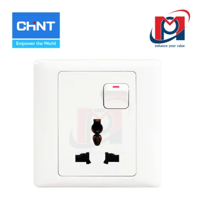 NEW7-G442 - Bộ ổ cắm đa năng 3 chấu 10A 250V, có công tắc nguồn màu trắng - Chint - 737082