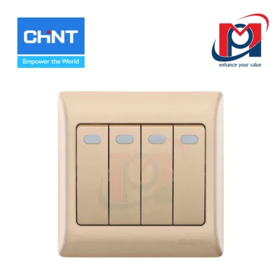 NEW7-G00702A - Bộ công tắc bốn 1 chiều 10AX 250V màu vàng - Chint - 737457