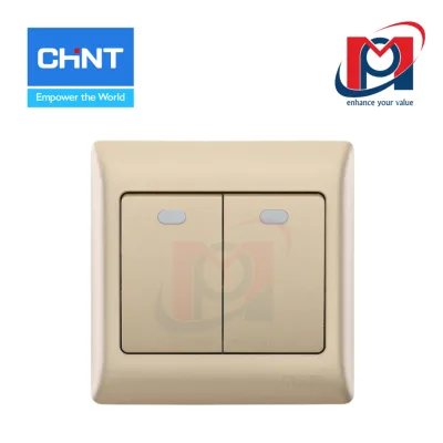 NEW7-G00402A - Bộ công tắc đôi 2 chiều 10AX 250V màu vàng - Chint - 737454