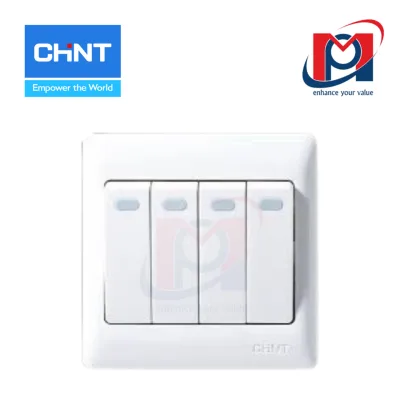 NEW7-G00700A - Bộ công tắc bốn 1 chiều 10AX 250V màu trắng - Chint - 737446