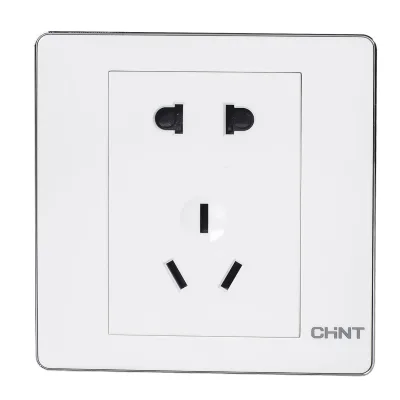 NEW6-D11140 - Ổ cắm 2 chấu; ổ cắm 3 chấu 13A 250V màu trắng - Chint - 722608