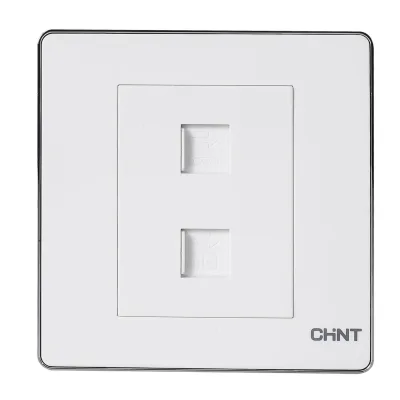 NEW6-D20910 - Bộ ổ cắm điện thoại, ổ cắm mạng Cat 6 màu trắng - Chint - 190630