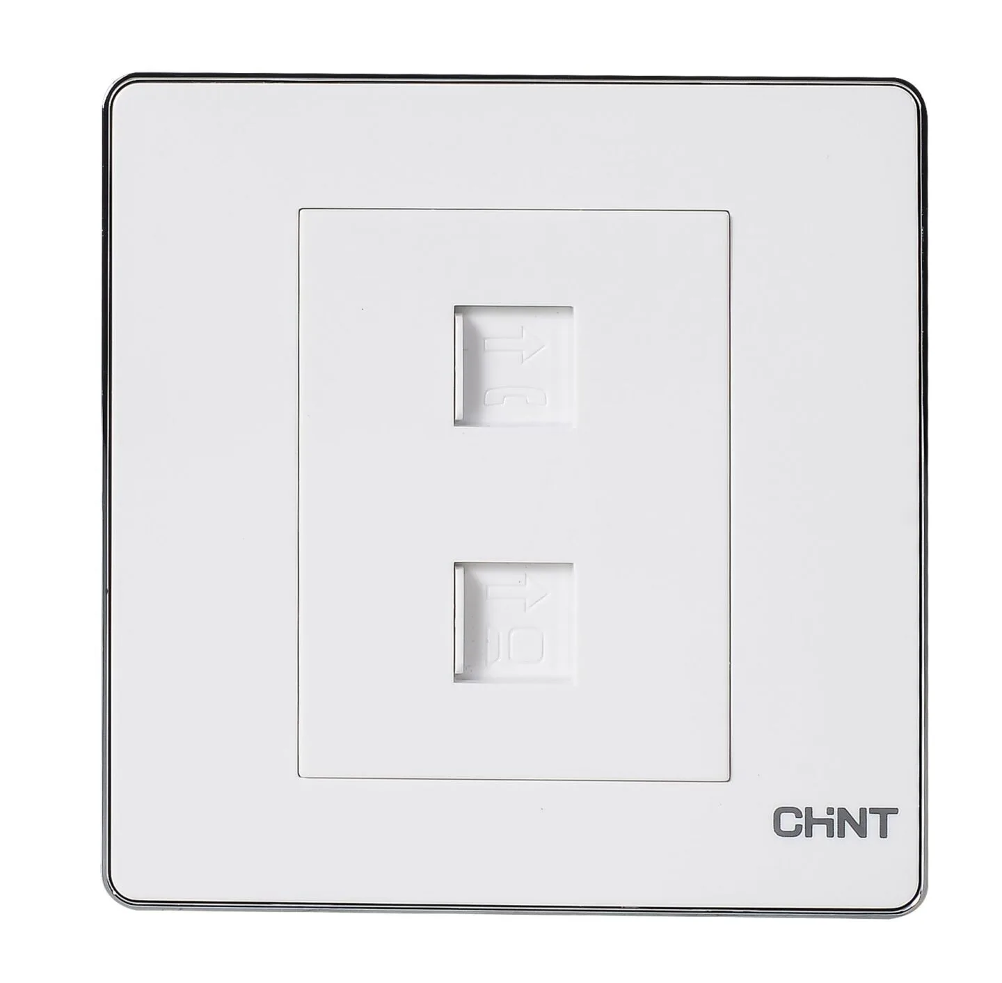 NEW6-D20900 - Bộ ổ cắm điện thoại, ổ cắm mạng Cat 5 màu trắng - Chint - 722435