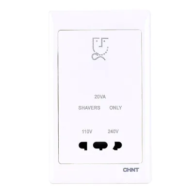 G NEW7-300 - Bộ ổ cắm dao cạo râu 110V/240V màu trắng - Chint - 737029