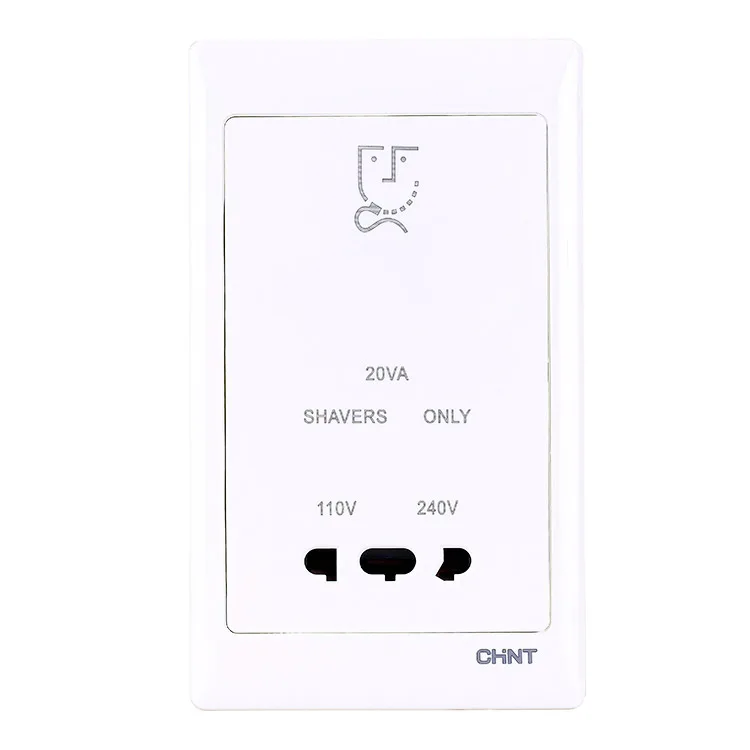G NEW7-300 - Bộ ổ cắm dao cạo râu 110V/240V màu trắng - Chint - 737029