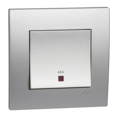 Bộ công tắc đơn 2 cực 45A Vivace - Schneider - Màu Bạc - KB31DR45N_AS_G19