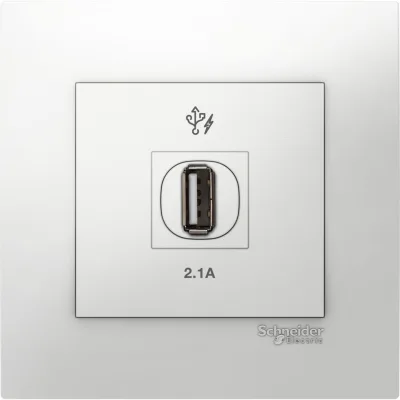 Ổ cắm sạc USB đơn 2.1A Vivace - Schneider - Màu Trắng - KB31USB_WE_G19