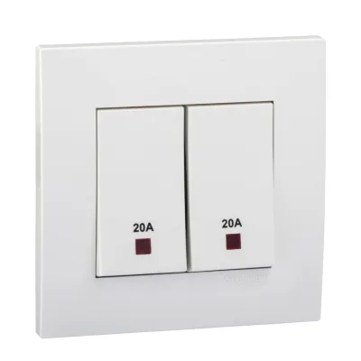 Bộ công tắc đôi 2 cực 20A Vivace - Schneider - Màu Trắng - KB32D20NE_WE_G19