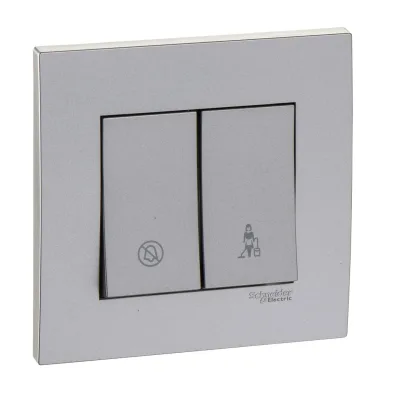 Bộ công tắc đôi DND Vivace - Schneider - Màu Bạc - KB32SDC_AS_G19