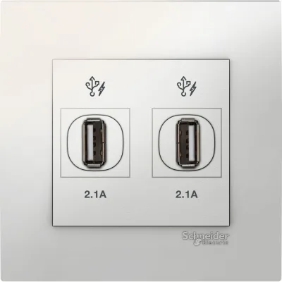 Ổ cắm sạc USB đôi 2.1A Vivace - Schneider - Màu Trắng - KB32USB_WE_G19
