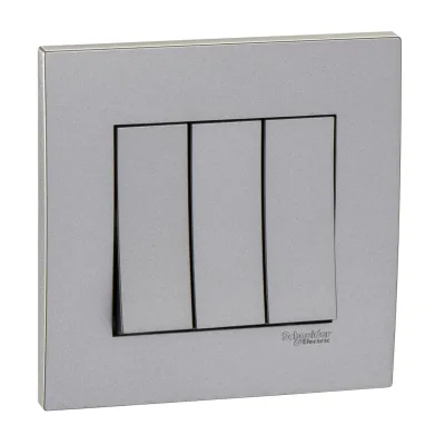 Bộ công tắc ba 2 chiều 16AX Vivace - Schneider - Màu Bạc - KB33_AS_G19