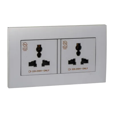 Ổ đôi 3 chấu 13A - Schneider - Màu Bạc - KBT413S_AS_G19