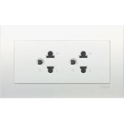 Ổ cắm đôi 3 chấu 16A Vivace - Schneider - Màu Trắng - KBT426UEST2_G19