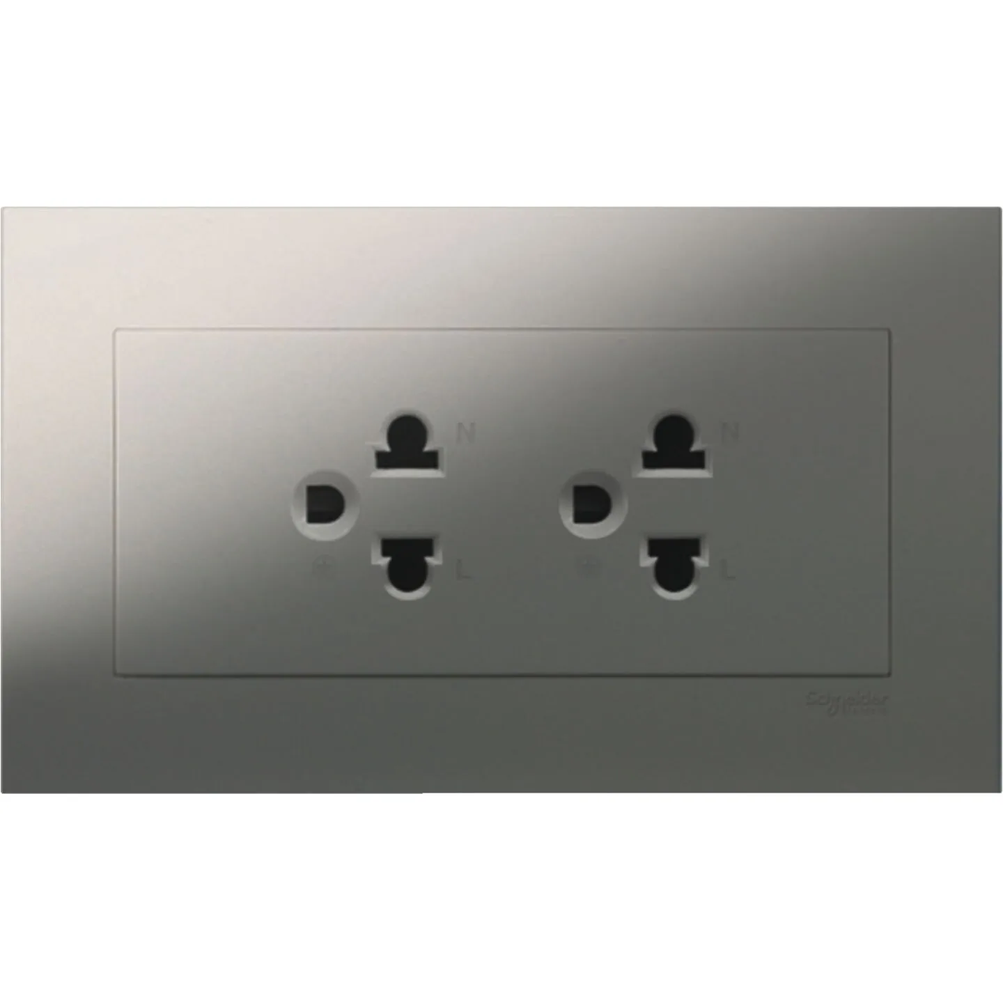 Ổ cắm đôi 3 chấu 16A Vivace - Schneider - Màu Bạc - KBT426UEST2_AS_G19