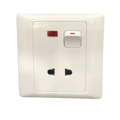 Bộ ổ cắm đơn 2 chấu 10A 250V có đèn báo, công tắc nguồn màu trắng - Chint - 737010