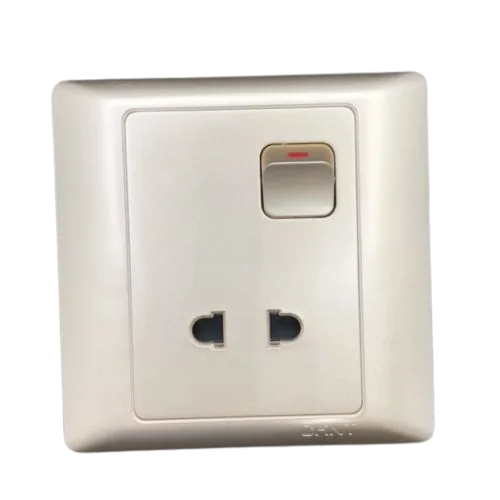 NEW7-G401K/X - Bộ ổ cắm đơn 2 chấu 10A 250V có đèn báo, công tắc nguồn màu vàng - Chint - 146330