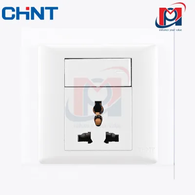 G NEW7-G42100 - Bộ ổ cắm đa năng 3 chấu 10A, công tắc 1 chiều 10AX 250V màu trắng - Chint - 737376