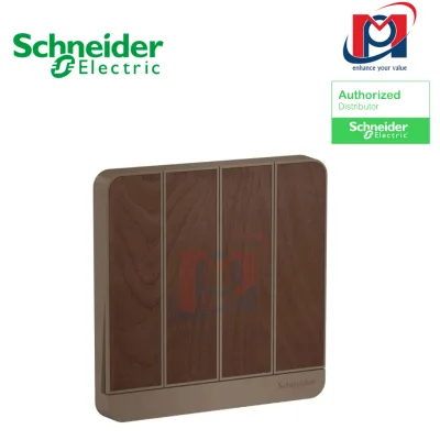 Mặt cho 4 công tắc màu gỗ - Schneider - E8334_WD