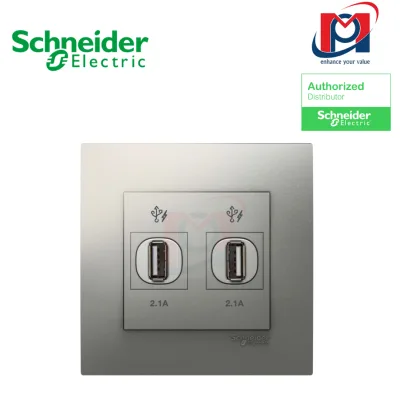 Ổ cắm sạc USB đôi 2.1A Vivace - Schneider - Màu Bạc - KB32USB_AS_G19