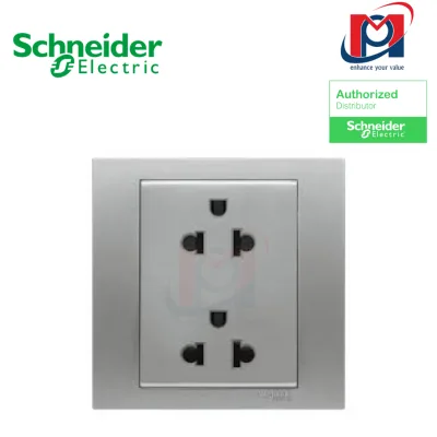 Bộ ổ cắm đôi 3 chấu 16A Vivace - Schneider - Màu Bạc - KB426UES2_AS_G19