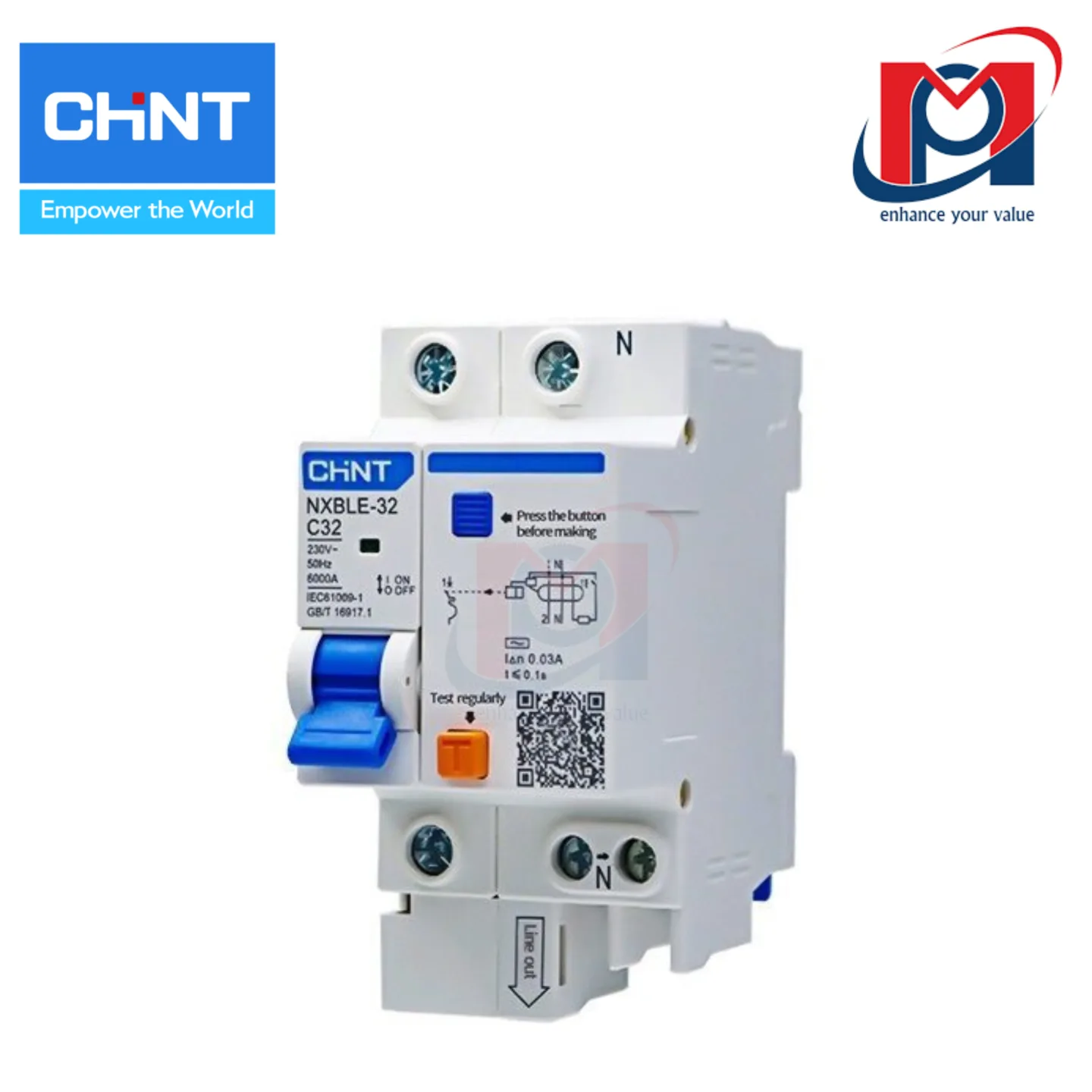 Cầu dao chống rò RCBO NXBLE-63 1P+N C50 30mA 6kA - Chint - 819937