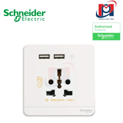 BỘ Ổ CẮM ĐA NĂNG VÀ SẠC USB ĐÔI AvatarOn - Schneider - E8342616USB_WE_G19 - E8342616USB_WG_G19
