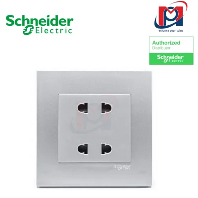 Ổ cắm đôi 2 chấu 10A Vivace - Schneider - Màu Bạc - KB426US2_AS_G19