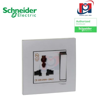 Ổ cắm đơn 3 chấu 13A Vivace - Schneider - Màu Bạc - KB113LS_AS_G19